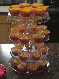 The cupcake tower was made from antique cake stands and the pink baking cups were Wilton brand.
